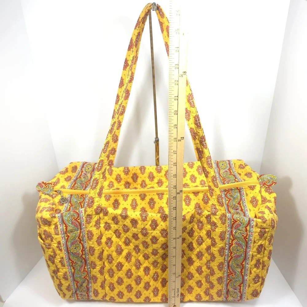 Vintage Americana by Sharif Quilted Duffel Bag Yellow Paisley Cottagecore Travel